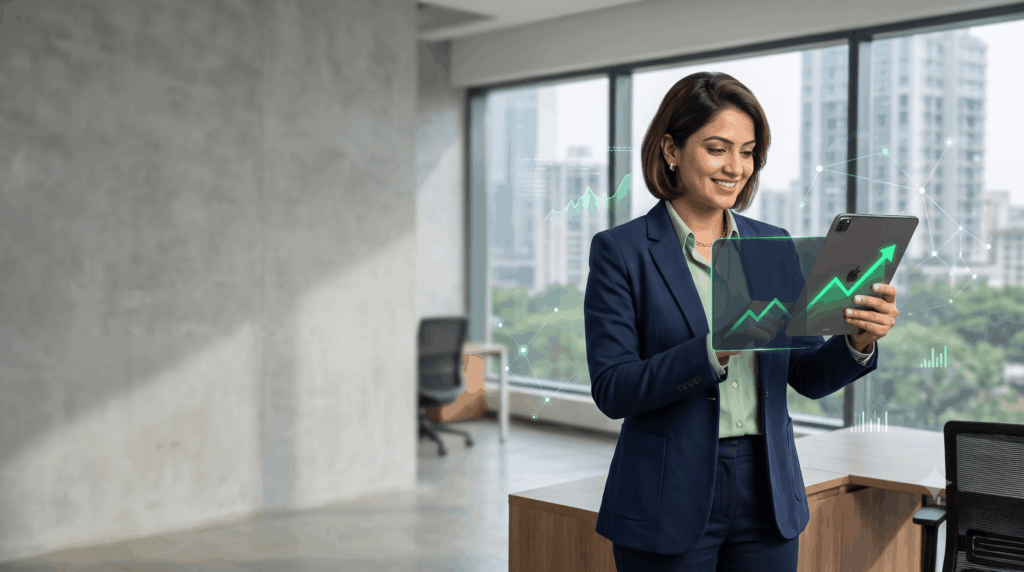 Cover image of a business woman in an office